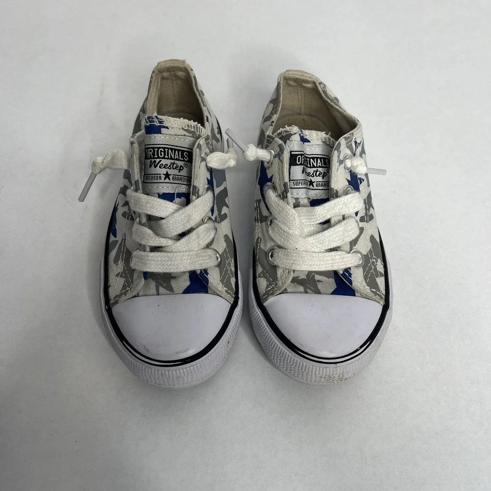 Weestep Boys Sneakers Canvas Shoes Size 9 Shark Slip On Tie Boat Skater
